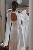Daphne Long Sleeve & Necktie Satin Wedding Dress