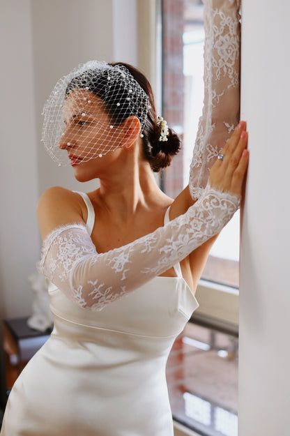 Lace Scallop Edge Bridal Sleeves