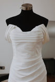 Selena - Elegant Crepe A-Line Wedding Dress with Detachable Skirt & Straps