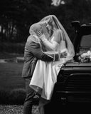 Detachable Crepe Bridal Sleeves with Pearls