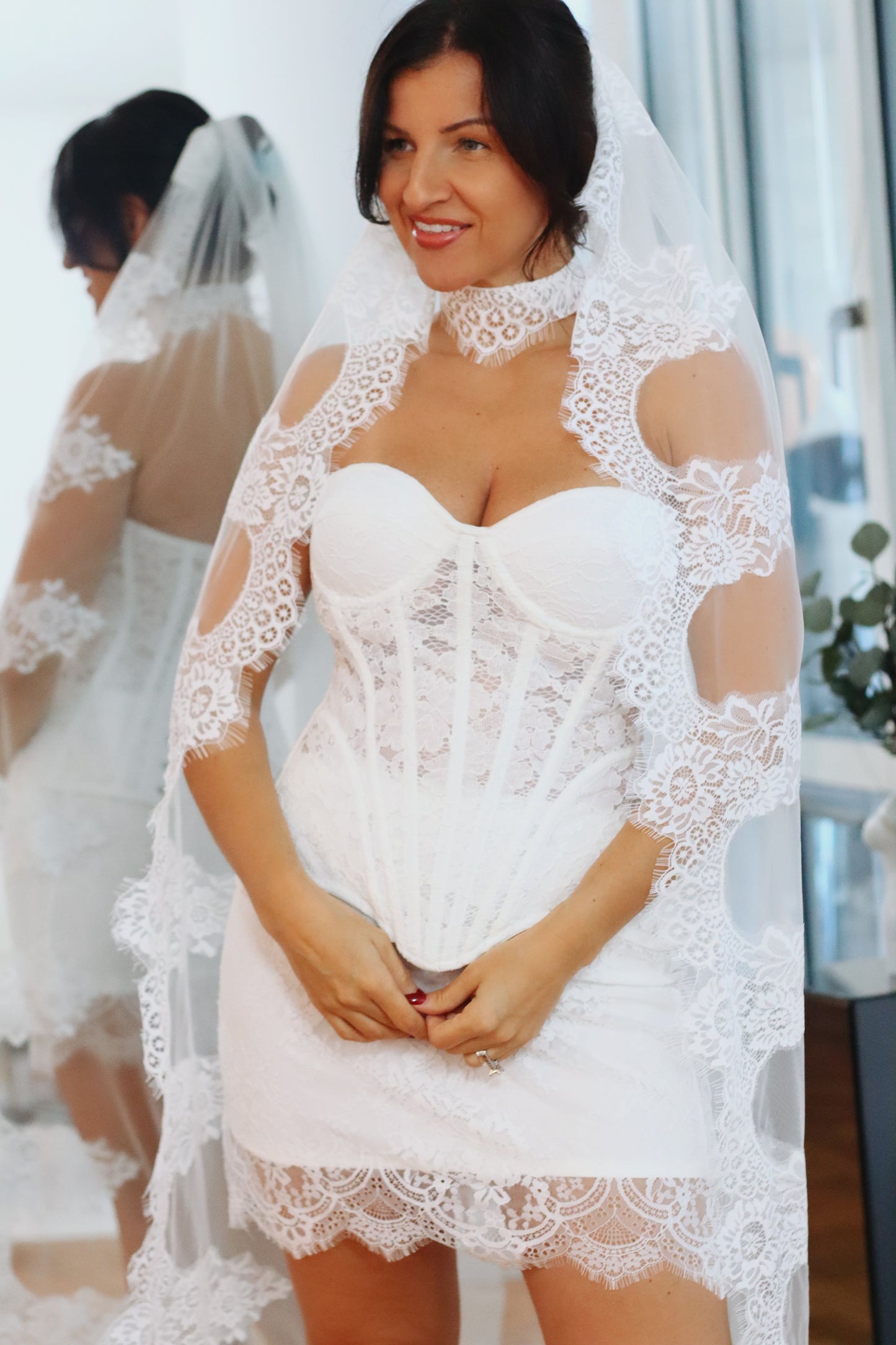Wedding Veil with Lace Trim