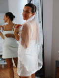 Lace Trim Mantila Short Wedding Veil
