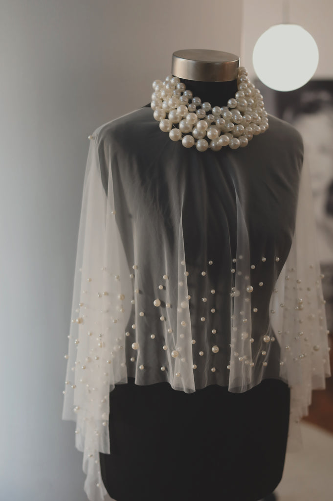 Pearl Embellished Bridal Cape – Velo Bianco