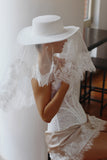 White Bridal Hat with Lace Veil