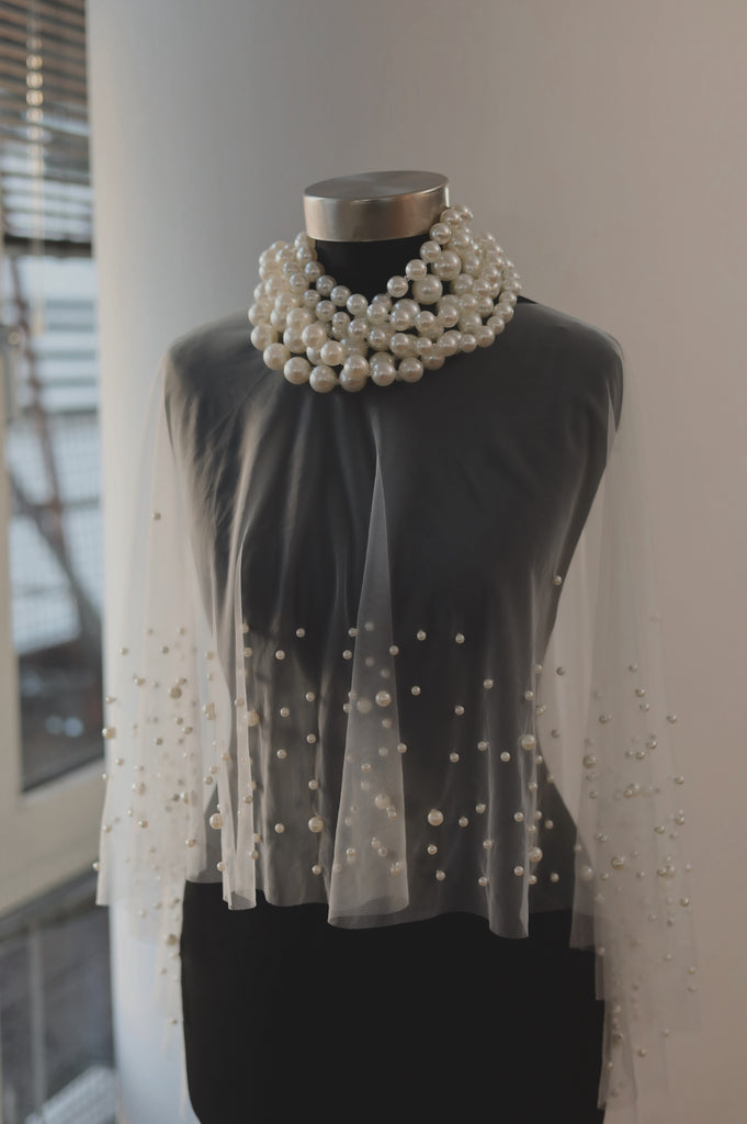 Pearl Embellished Bridal Cape – Velo Bianco