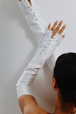 Luxury Mikado Wedding Sleeves with Covered Buttons & Invisible Zipper