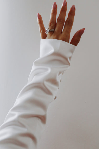 Detachable Satin Bridal Sleeves with Buttons
