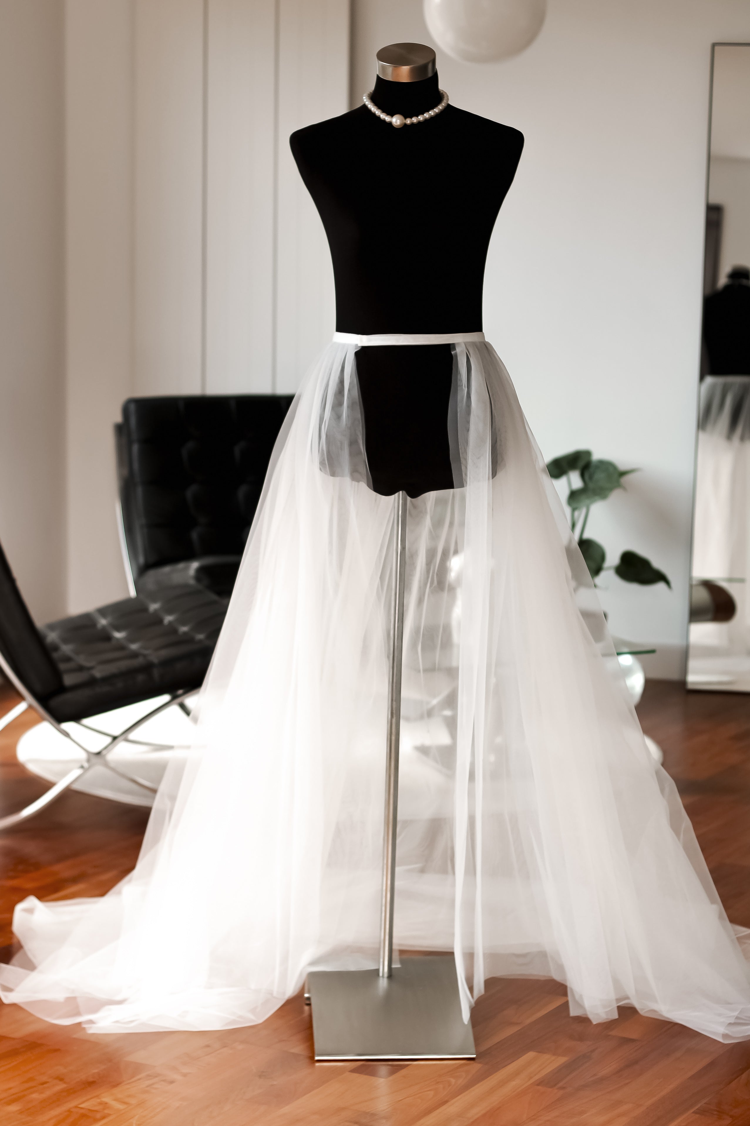 Two layer tulle wedding overskirt.