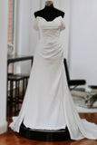 Selena - Elegant Crepe A-Line Wedding Dress with Detachable Skirt & Straps