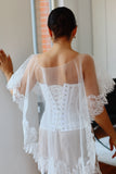 Sheer Tulle Wedding Cape with Lace Embroidery & Beading