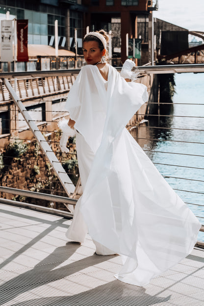 Luxury Chiffon Wedding Cape - Velo Bianco