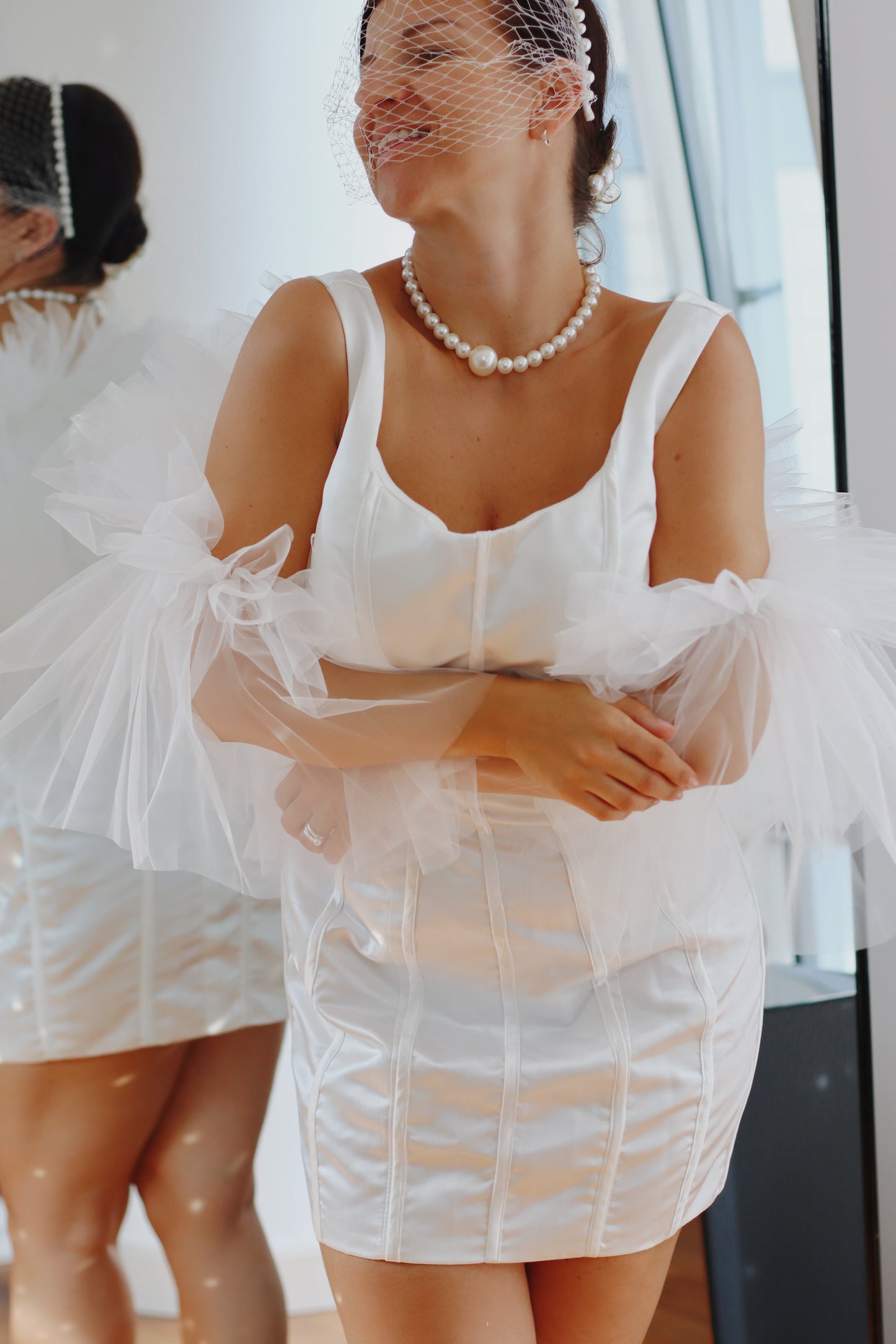Luxury Short Ruffled Wedding Cape