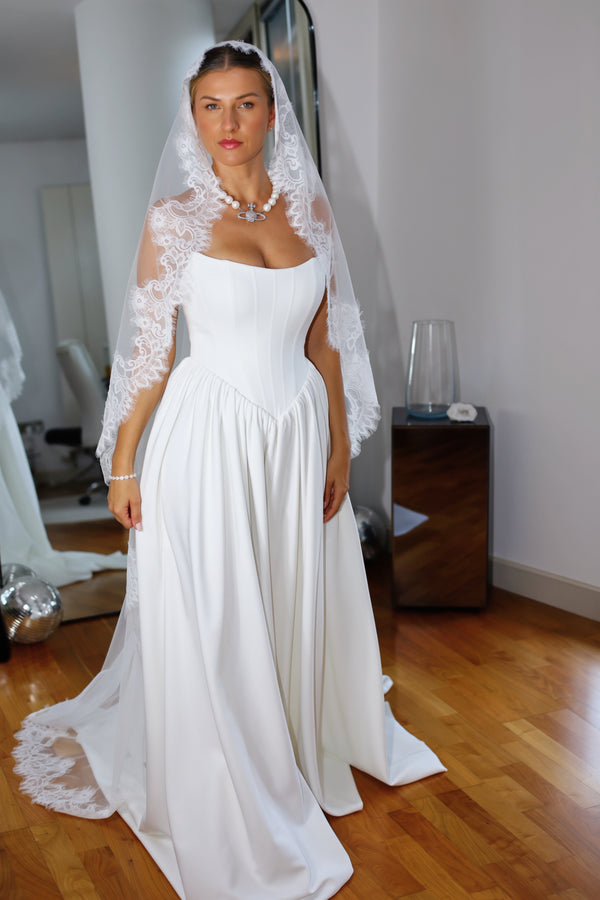 Mantilla Lace Trim Wedding Veil