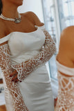 Pearl-Embellished Fingerless Bridal Gloves – Luxury Lace Wedding Sleeves