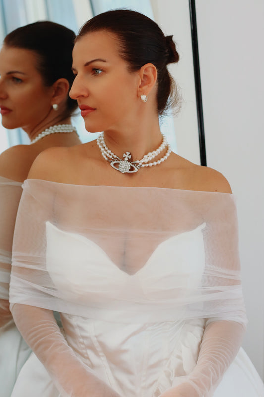 Luxury Tulle Shawl & Sleeve Set