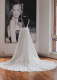 Extra Long Detachable Crepe Wedding Overskirt