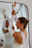 Detachable Satin Bridal Sleeves with Pearls