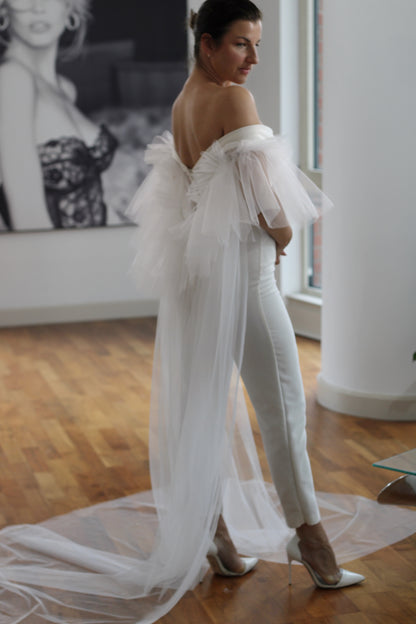 Luxury Tulle Wedding Cape - Velo Bianco