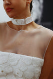 Audrey ~ Vintage-Inspired White Beaded Mini Dress with Sheer Neckline