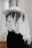 White Bridal Hat with Chantilly Lace Veil