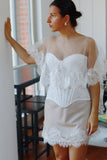 Sheer Tulle Wedding Cape with Lace Embroidery & Beading