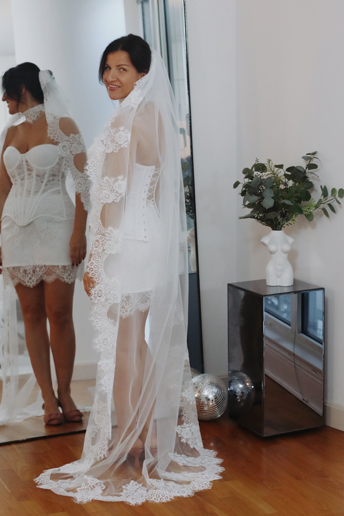 Wedding Veil with Lace Trim