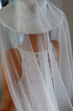 White Bridal Hat with Long Tulle Veil