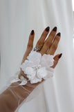 Short Fingerless Wedding Gloves with Floral Details