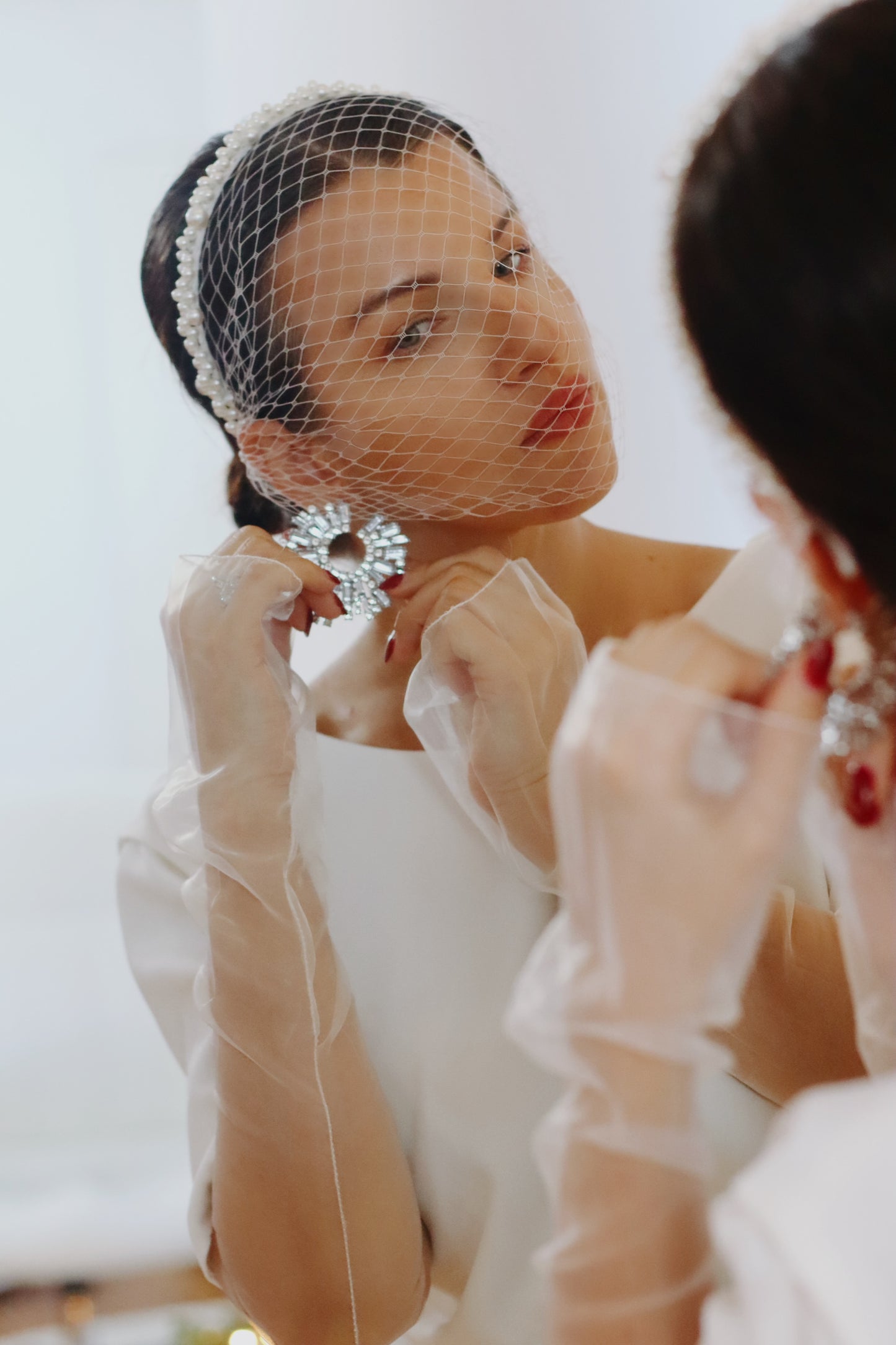 Bridal Pearl Birdcage Veil