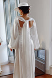 Daphne Long Sleeve & Necktie Satin Wedding Dress