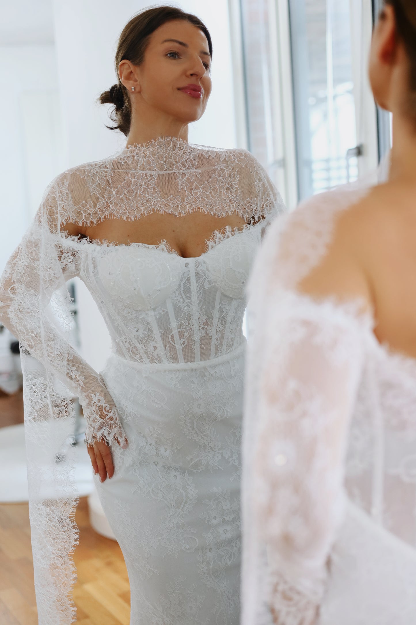 Wide Chantilly Lace Bridal Scarf