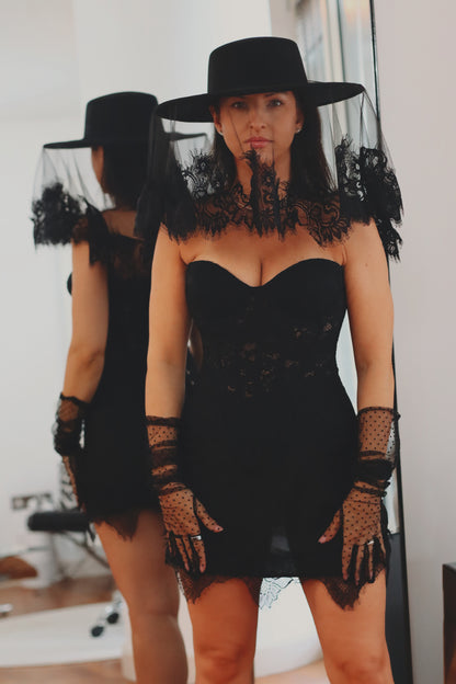 Basque Waist Black Bridal Corset