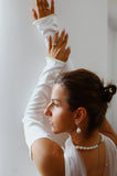 Detachable Satin Bridal Sleeves with Pearls