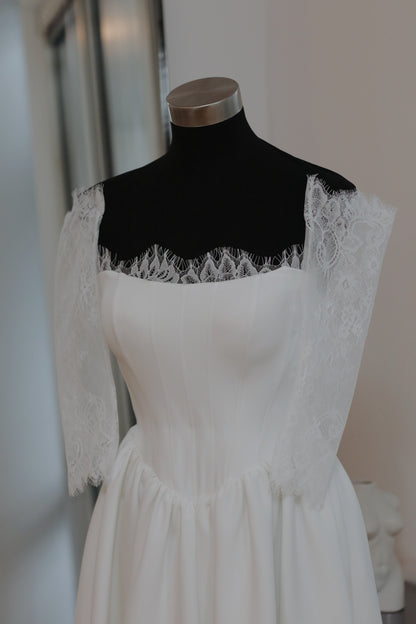 Chantilly Lace Sleeves and Lace Trim Set – Bridal Gown Accessory with Lace Border