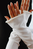 Detachable Crepe Bridal Sleeves with Pearls