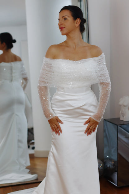 Sparkly Off-Shoulder Bridal Dress Topper