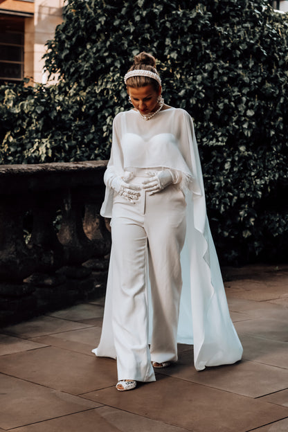 Luxury Chiffon Wedding Cape - Velo Bianco