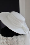 White Bridal Hat with Chiffon Scarf