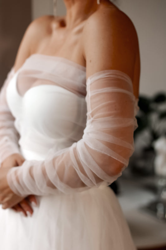 Detachable Bridal Sleeves & Shawl Set - Velo Bianco