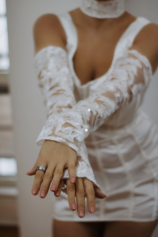 Luxury Detachable Rosie Lace Wedding Sleeves with Sequins