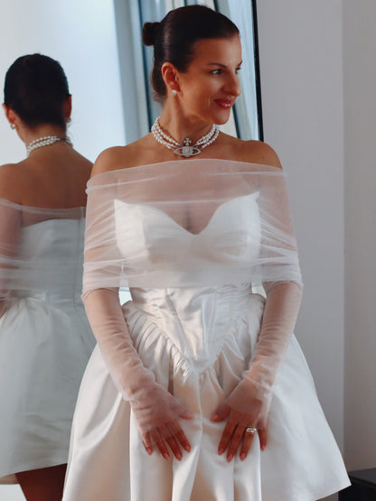 Luxury bridal tulle shawl