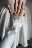 Satin and Lace Detachable Bridal Sleeves