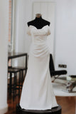 Selena - Elegant Crepe A-Line Wedding Dress with Detachable Skirt & Straps