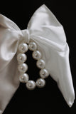 Bridal Satin and Pearl Hair Bow