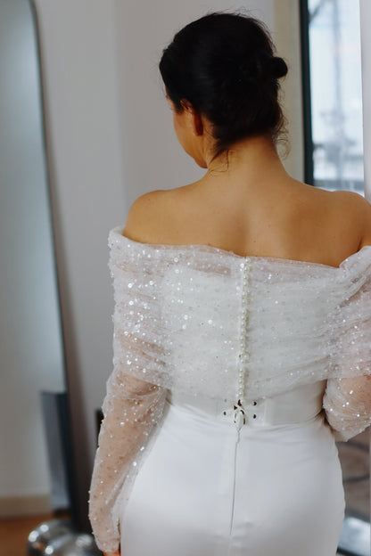Sparkly Off-Shoulder Bridal Dress Topper