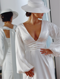 Satin Bridal Hat with Tulle Ribbon