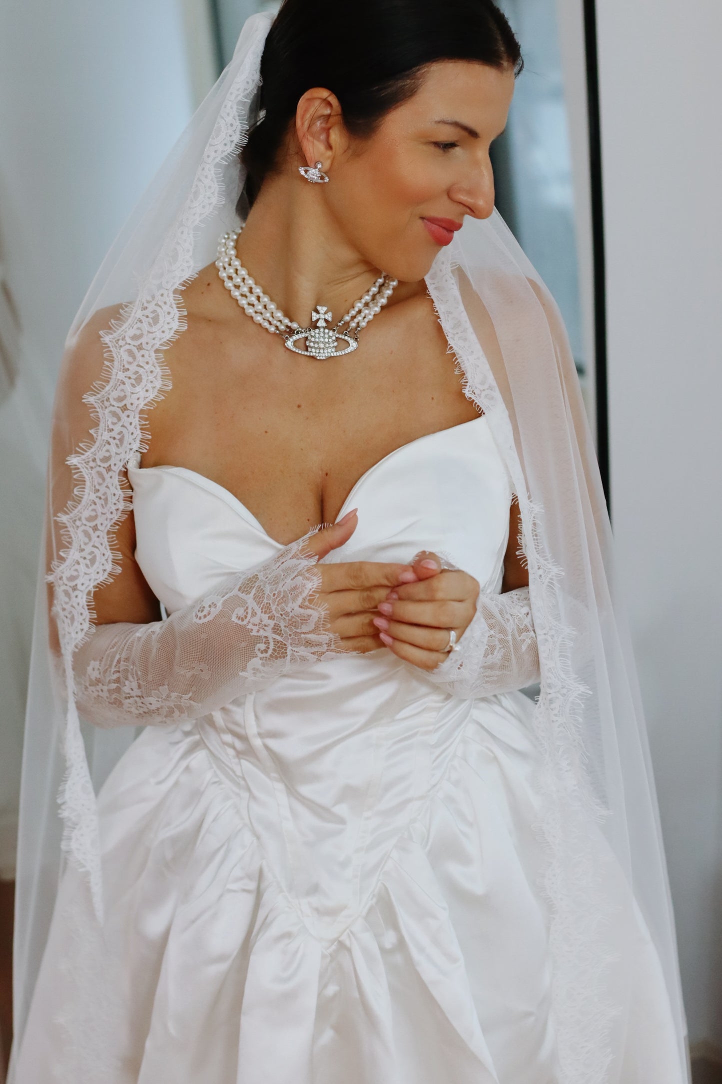Elegant Chantilly Lace Bridal Sleeves