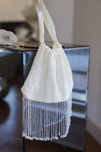 Luxury White Fringe Bridal Bag