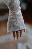 Luxury Detachable Lace Wedding Sleeves with Pearl Trim