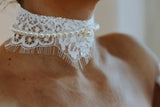 Vintage Style Chantilly Lace Bridal Choker with Pearls